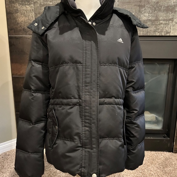 Vintage Adidas black down winter jacket women’s size Large - Picture 3 of 9